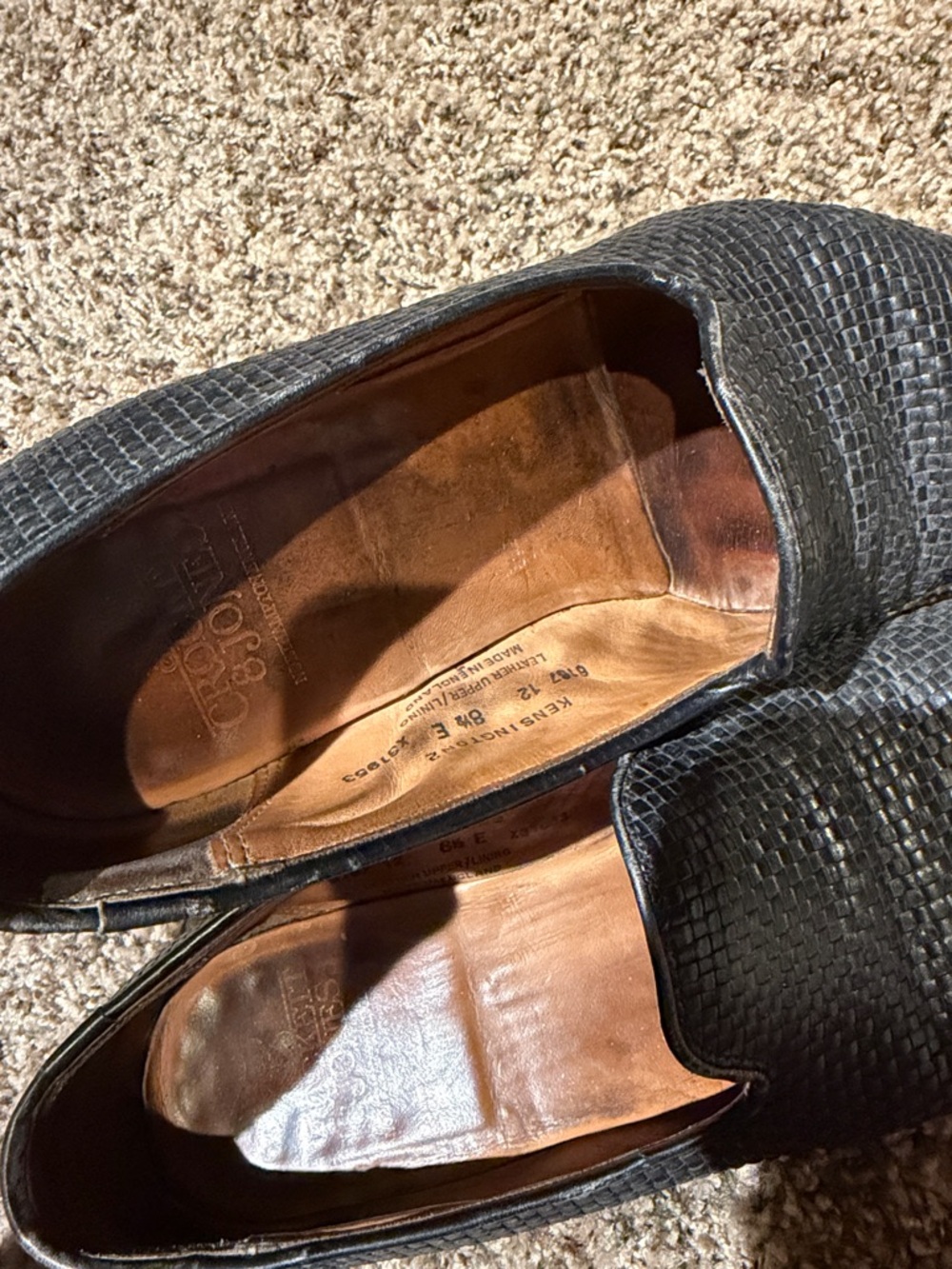 Vintage Crockett & Jones Men's Black Kensington 2 Leather Slip-On Loafers - Picture 7 of 11